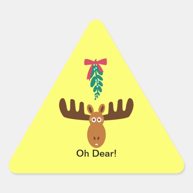 Sticker Triangulaire Orignaux Head_Road Sign_Mistletoe_Oh cher ! (Devant)