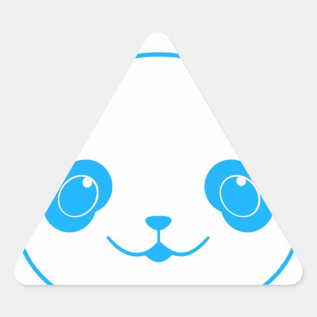 Sticker Triangulaire Ours bleu Kawaii Panda (Devant)