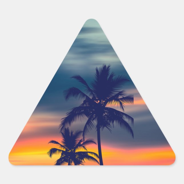 Sticker Triangulaire Palmiers et triangle du coucher du soleil (Devant)