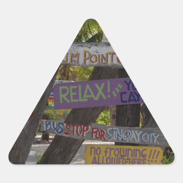 Sticker Triangulaire Panneau de signalisation Rum Point Grand Cayman (Devant)