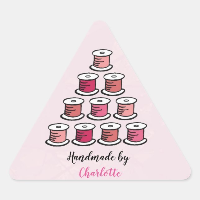 Sticker Triangulaire Papier rose moulé à la main en coton (Devant)