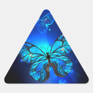 Sticker Triangulaire Papillon Morpho sur fond sombre