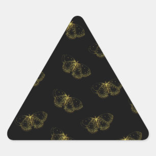 Sticker Triangulaire Papillons métalliques d'or Motif sur noir