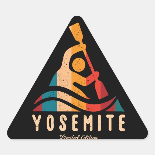 Sticker Triangulaire Parc national de Yosemite Rétro Kayak (Devant)