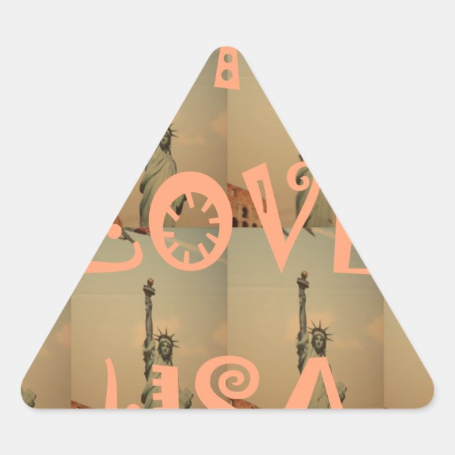 Sticker Triangulaire Patriotic Pop Art : "I Love USA" Graphisme Art Des (Devant)