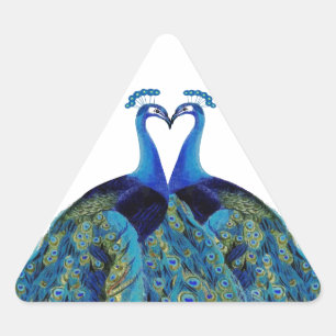 Sticker Triangulaire Peacocks vintages Embrasser les cadeaux de mariage