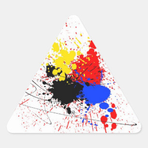 Sticker Triangulaire Peignez le jaune de rouge bleu de noir d'art