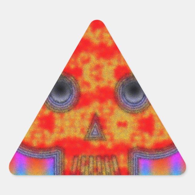 Sticker Triangulaire Peinture de crâne de robot coloré (Devant)