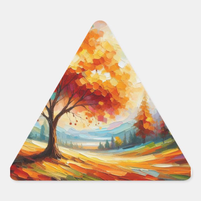 Sticker Triangulaire Peinture Paysagère Aux Couleurs Lumineuses-96771 (Devant)