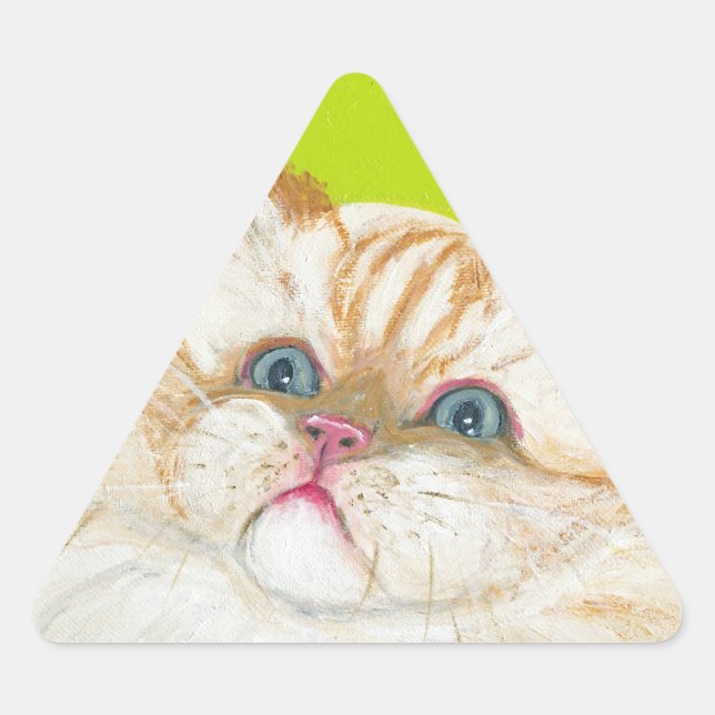 Sticker Triangulaire Peinture sur chats de longue date par Ania M Milo (Devant)