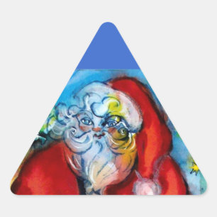 STICKER TRIANGULAIRE PÈRE NOËL AVEC LANTERNE DANS LA NUIT DE NOËL