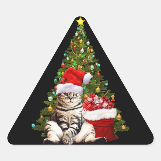 Sticker Triangulaire Père Noël Cat (Devant)