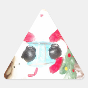 Sticker Triangulaire Père Noël vintage amusant avec l'art de la neige I