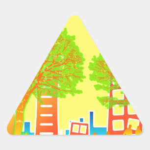 Sticker Triangulaire Personnes de la ville destin coloré arc-en-ciel