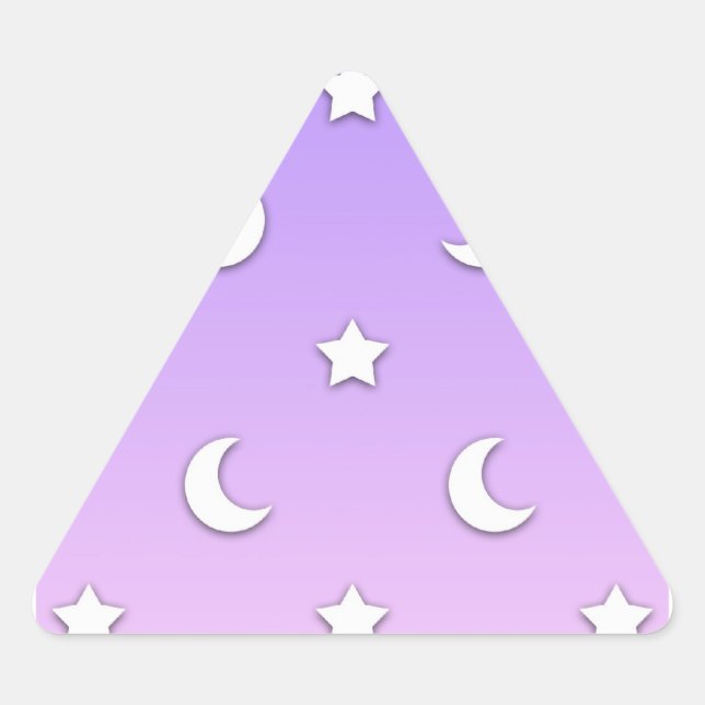 Sticker Triangulaire Petits motifs d'étoiles et de lunes blanches (Devant)