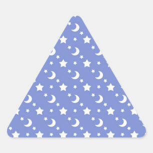 Sticker Triangulaire Petits motifs d'étoiles et de lunes sur fond bleu