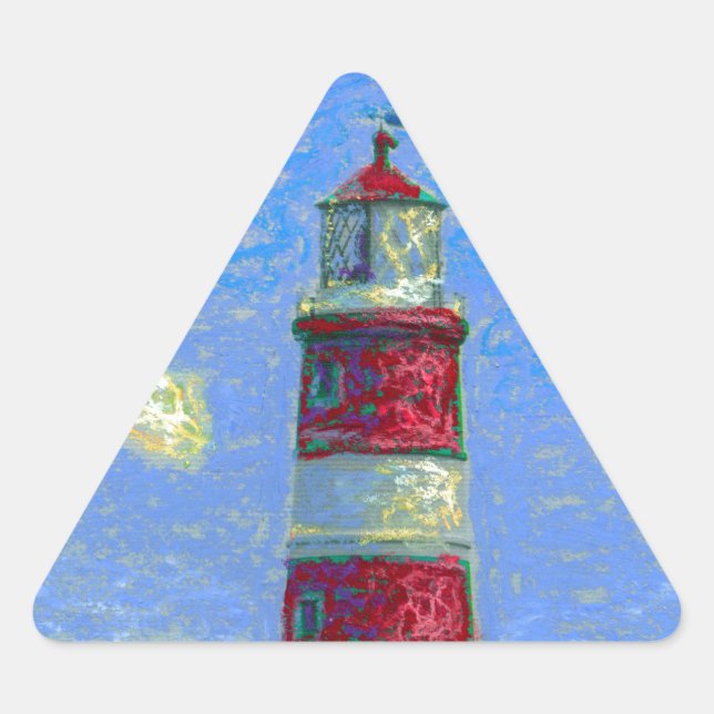 Sticker Triangulaire Phare Pastel et champs de lavande (Devant)