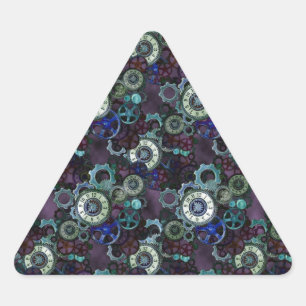 Sticker Triangulaire pièces de montre steampunk - imprimé violet par Le