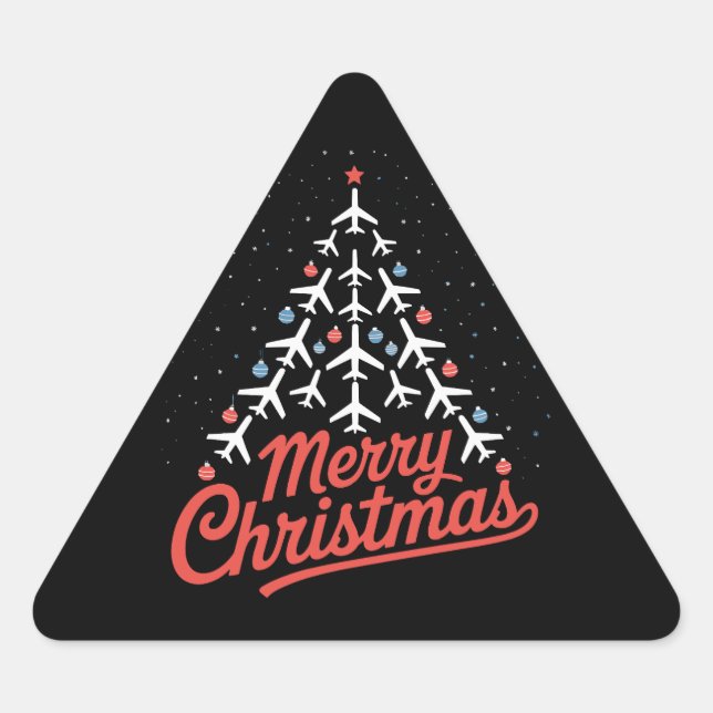 Sticker Triangulaire Pilote de l'arbre de Noël d'avion (Devant)