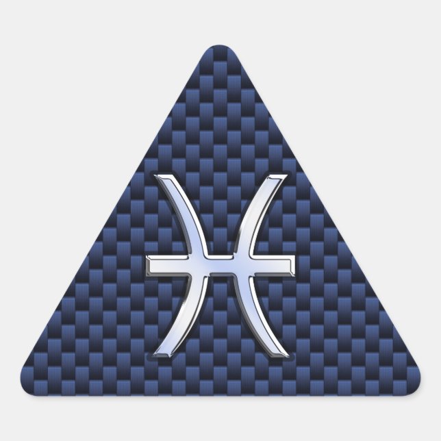 Sticker Triangulaire Pisces Zodiac on Blue Carbon Fiber (Devant)