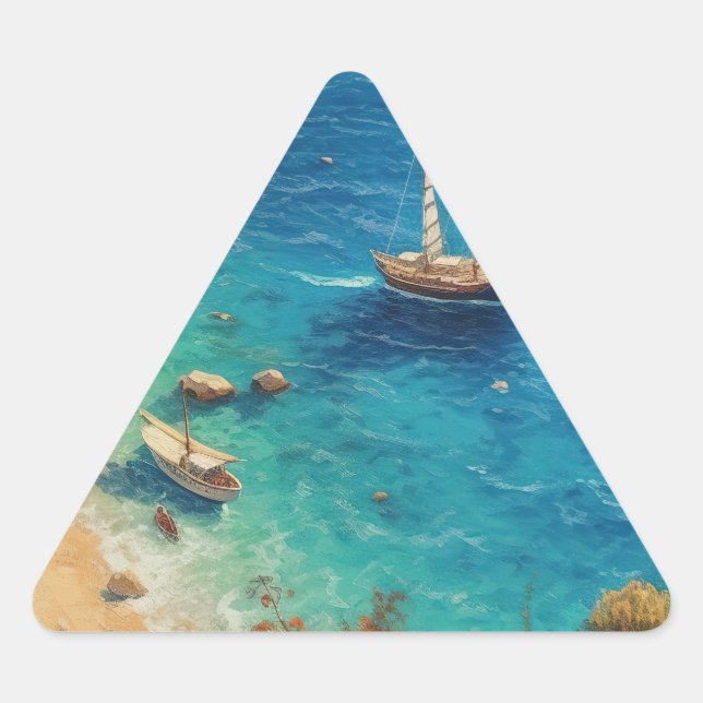 Sticker Triangulaire Plage en Grèce (Devant)