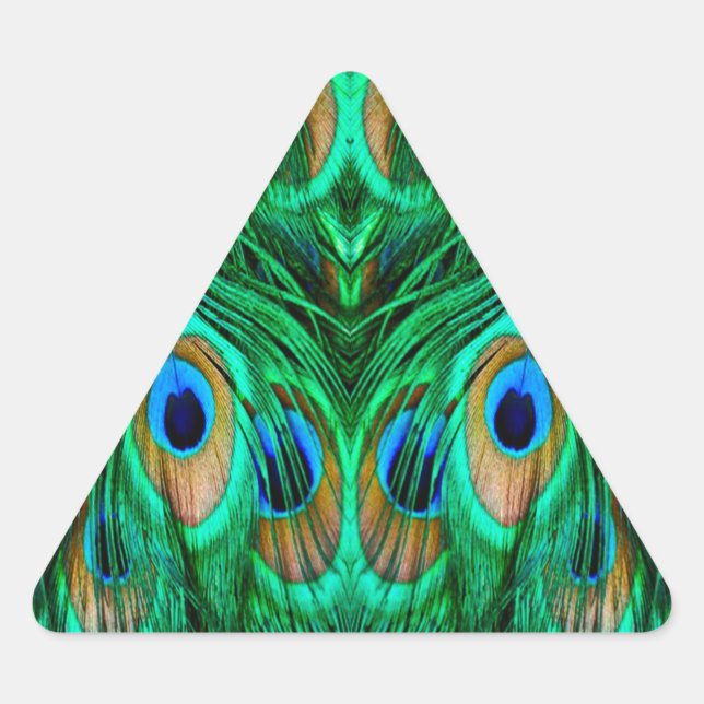 Sticker Triangulaire Plumes de paon glorieuses (Devant)