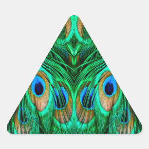 Sticker Triangulaire Plumes de paon glorieuses