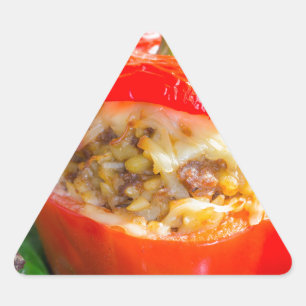 Sticker Triangulaire Poivrons farcis au four avec sauce à la viande et 