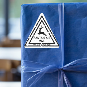 Sticker Triangulaire Pôle Nord De Père Noël poste Timbre Air Mail