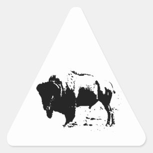 Sticker Triangulaire Pop Art noir et blanc Buffalo Silhouette