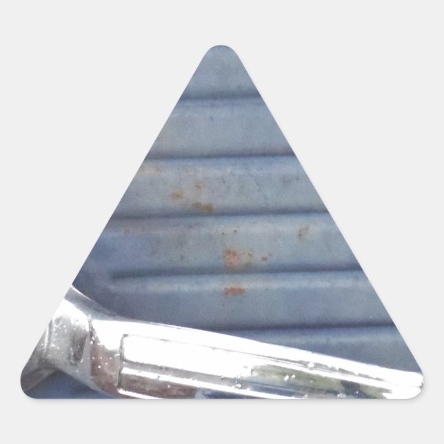 Sticker Triangulaire Porte bleue vintage, poignée argent (Devant)