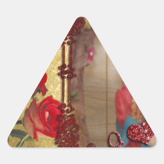 Sticker Triangulaire Portrait graphique de poupée de mariage imprimé (Devant)