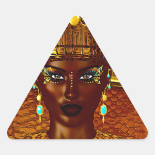 Sticker Triangulaire princesse noire égyptienne dans notre art numériqu
