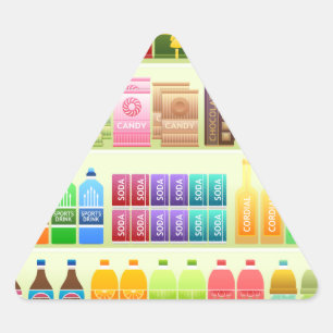 Sticker Triangulaire produits d'étagère de supermarché snacks