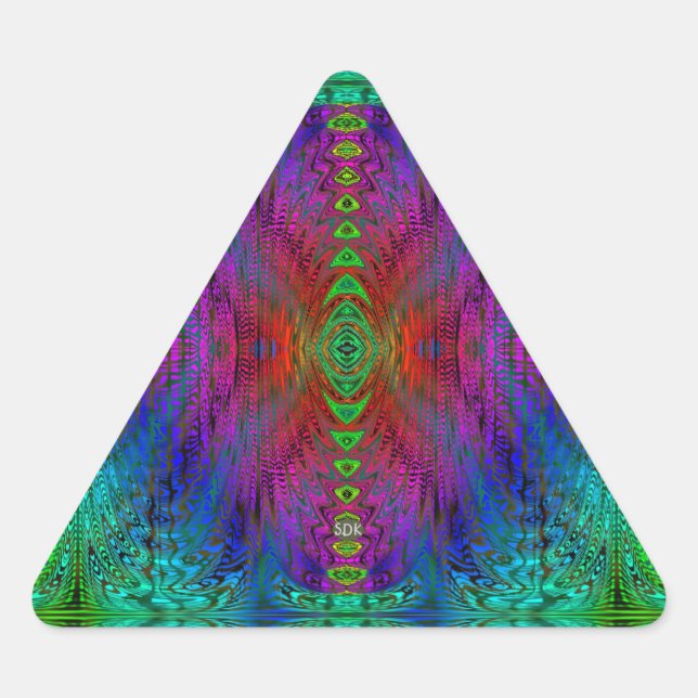 Sticker Triangulaire Psychedelic Time Warp par SD. Kelley (Devant)