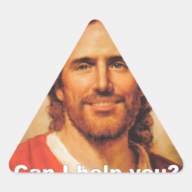 Sticker Triangulaire Puis-Je Vous Aider ? (Devant)