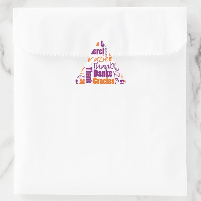 Sticker Triangulaire Purple / Orange Merci Cloud multilingue (Sac)