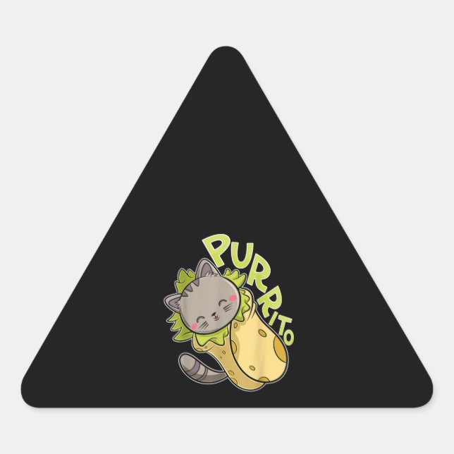 Sticker Triangulaire Purrito T Funny Chat Pun Burrito Taco (Devant)