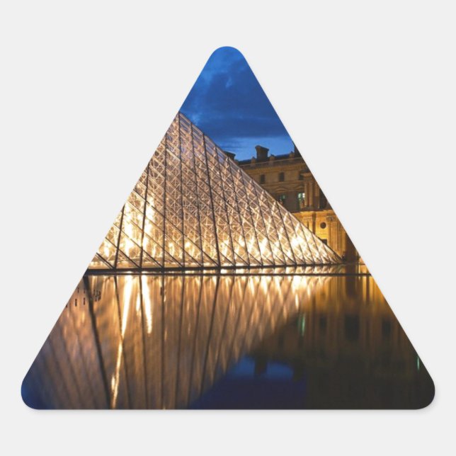 Sticker Triangulaire Pyramide en Musée du Louvre, Paris, France (Devant)