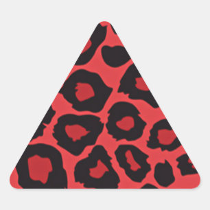 Sticker Triangulaire RAB Rockabilly Imprimé Léopard Rouge Noir