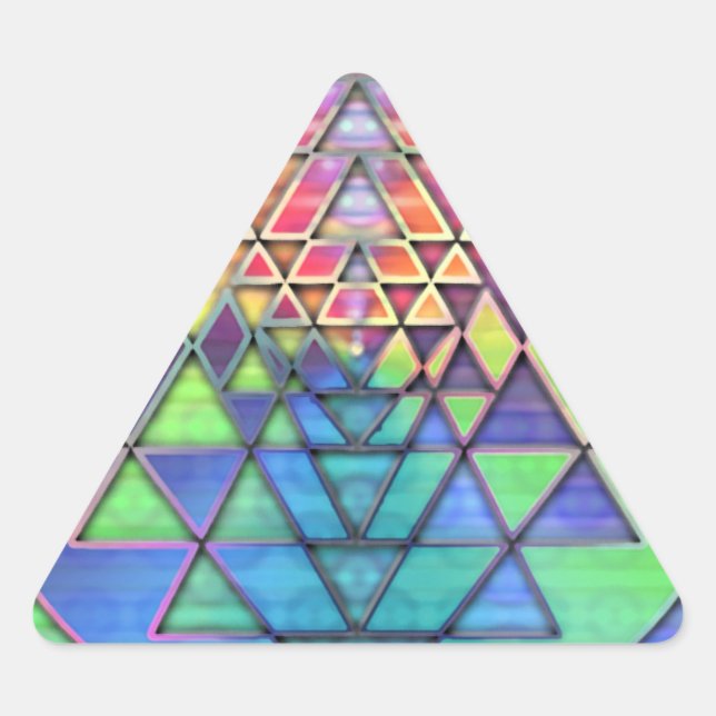 Sticker Triangulaire Rainbow Sri Yantra pour l'amour et la richesse (Devant)