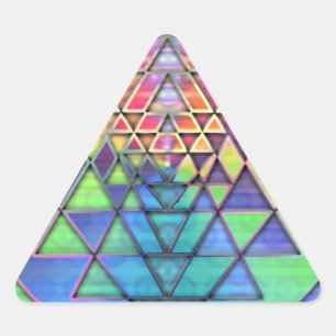 Sticker Triangulaire Rainbow Sri Yantra pour l'amour et la richesse