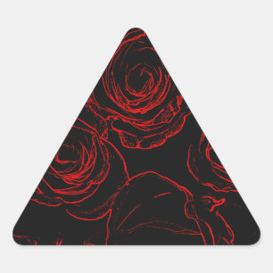 Sticker Triangulaire Red Roses Arrière - plan noir