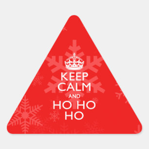 Sticker Triangulaire Restez Calme Et Ho Ho Ho Accent Red Snowflakes