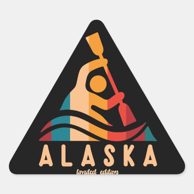 Sticker Triangulaire Retro Alaska Kayak (Devant)