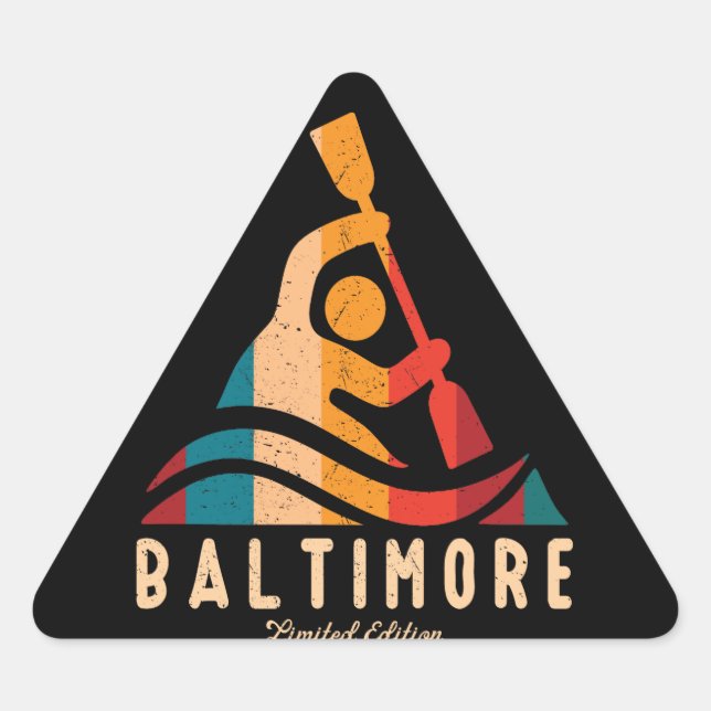 Sticker Triangulaire Retro Baltimore Kayak (Devant)