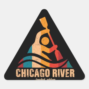 Sticker Triangulaire Retro Chicago River Kayak