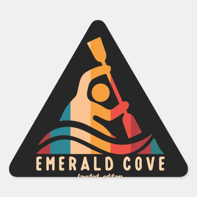 Sticker Triangulaire Retro Emerald Cove Kayaking (Devant)