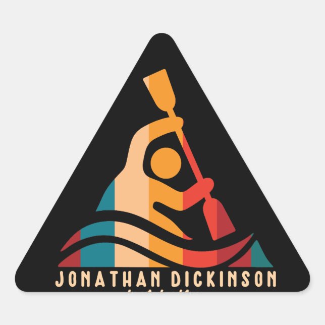 Sticker Triangulaire Retro Jonathan Dickinson Kayaking (Devant)