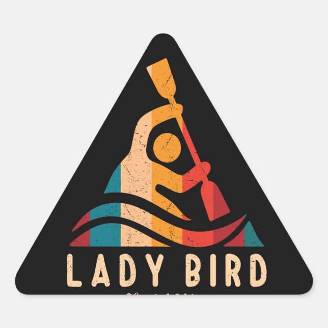 Sticker Triangulaire Retro Lady Bird Kayaking (Devant)